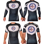 410 Academy of Martial Arts Academy Rash Guards Black/White #8017 C
