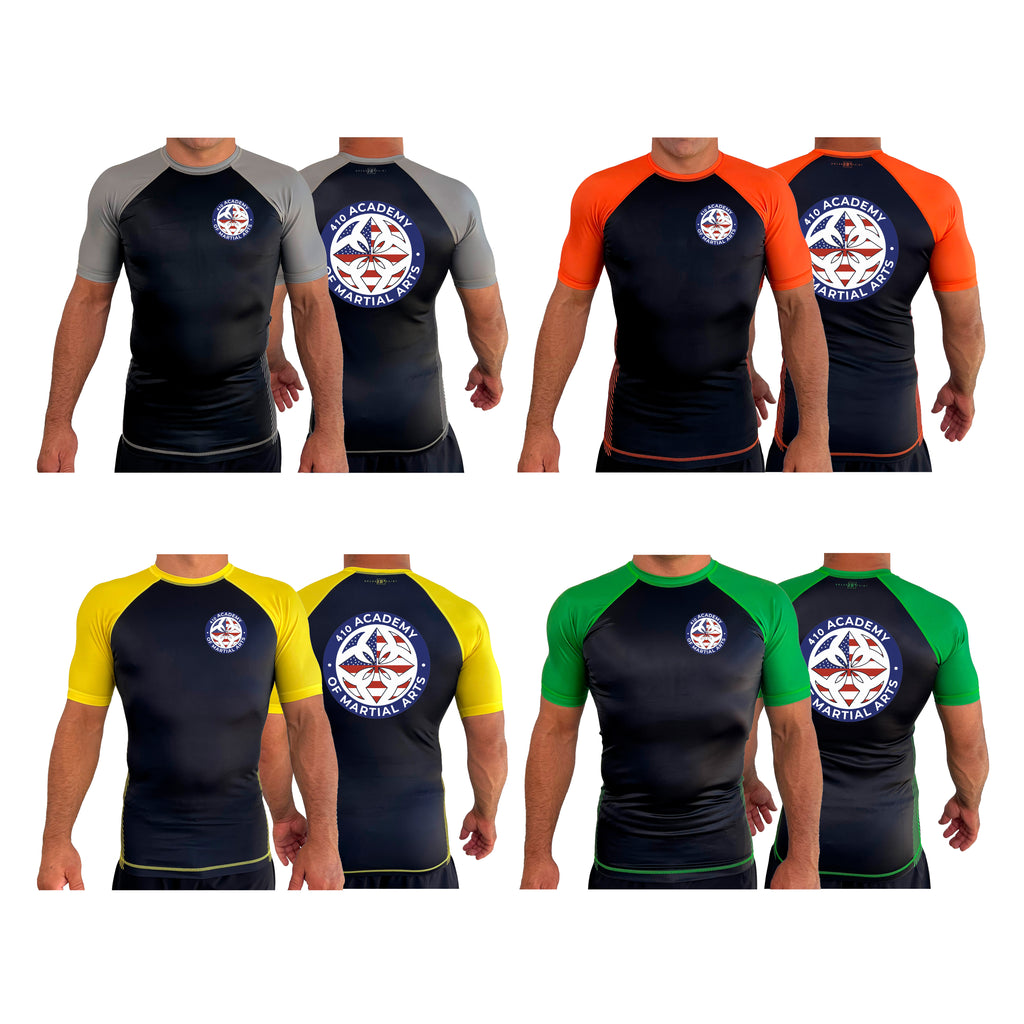 410 Academy of Martial Arts All Black Ranked Short Sleeve Rash Guards #8017 C