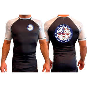 410 Academy of Martial Arts All Black Ranked Short Sleeve Rash Guards #8017 C