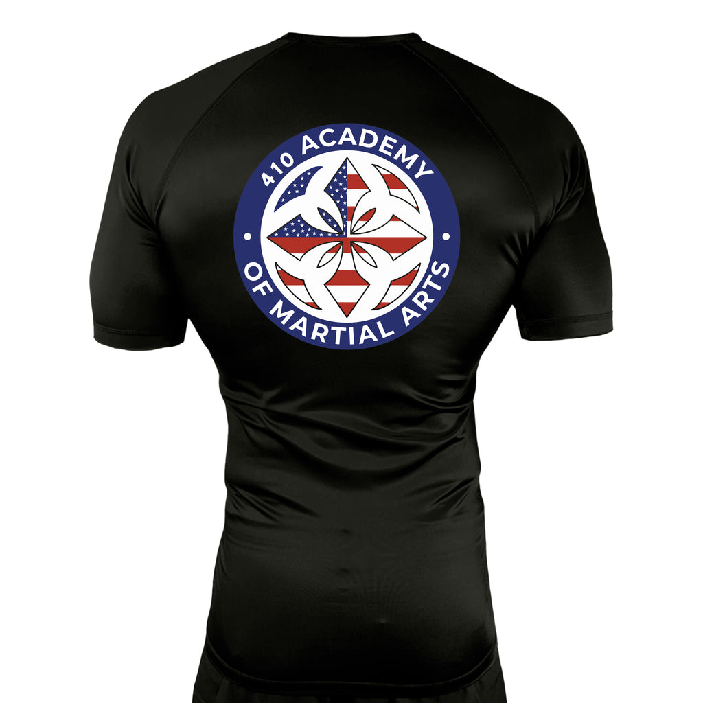 410 Academy of Martial Arts All Black Rash Guards Short Sleeves #8017 C