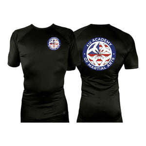410 Academy of Martial Arts All Black Rash Guards Short Sleeves #8017 C