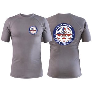 410 Academy of Martial Arts Gray Rash Guards Short Sleeve #8017 C