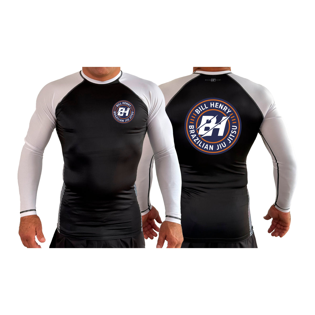 Bill Henry BJJ All Black Ranked Long Sleeve Rash Guards #8018 A