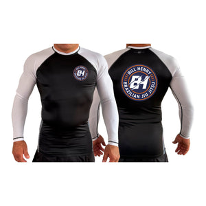 Bill Henry BJJ All Black Ranked Long Sleeve Rash Guards #8018 A