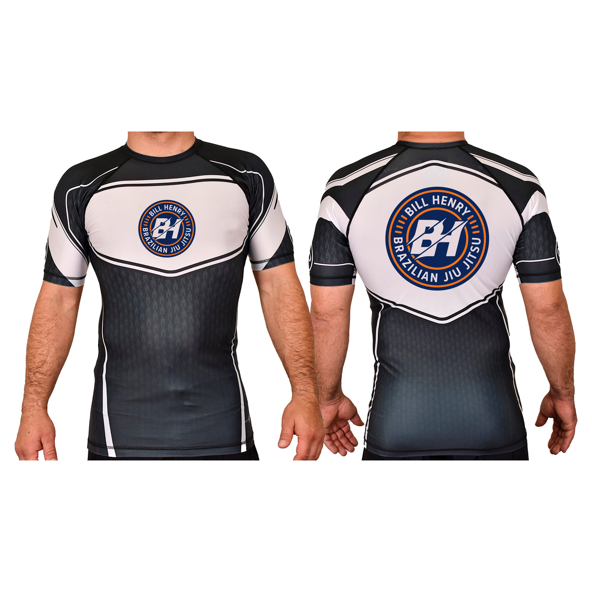 Bill Henry BJJ Academy Rash Guards Black/White #8018
