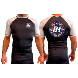 Bill Henry BJJ All Black Ranked Short Sleeve Rash Guards  #8018