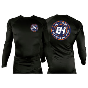 Bill Henry BJJ All Black Custom Rash Guards Long Sleeves #8018
