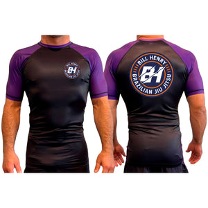 Bill Henry BJJ All Black Ranked Short Sleeve Rash Guards #8018