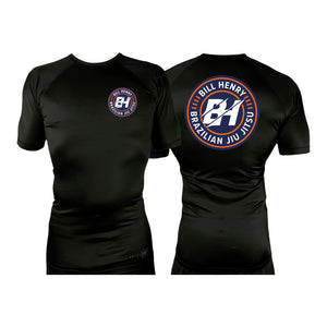 Bill Henry BJJ All Black Custom Rash Guards Short Sleeves #8018
