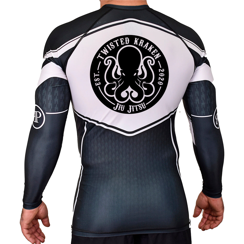 Twisted Kraken Jiu Jitsu Academy Rash Guards Black/White #8019
