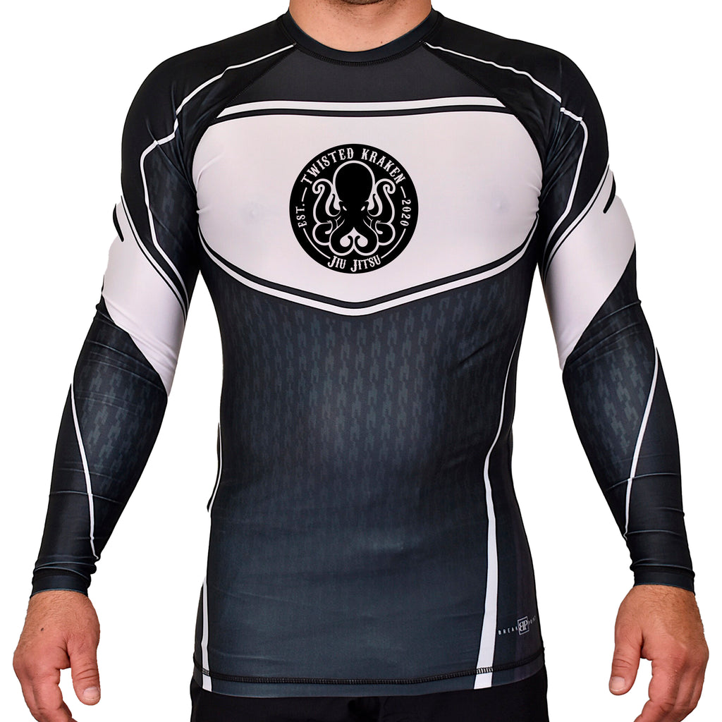 Twisted Kraken Jiu Jitsu Academy Rash Guards Black/White #8019