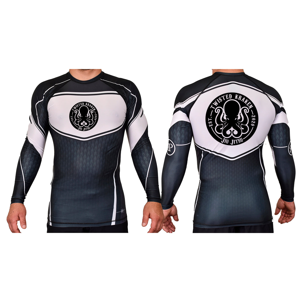 Twisted Kraken Jiu Jitsu Academy Rash Guards Black/White #8019