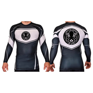 Twisted Kraken Jiu Jitsu Academy Rash Guards Black/White #8019