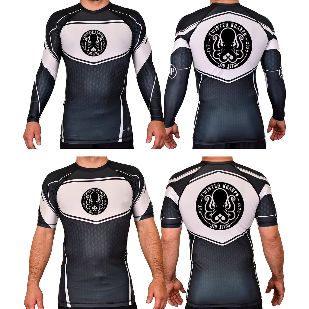 Twisted Kraken Jiu Jitsu Academy Rash Guards Black/White #8019