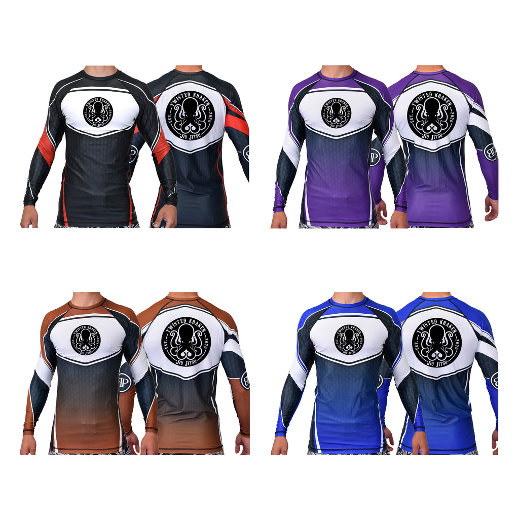 Twisted Kraken Jiu Jitsu Academy Ranked Long Sleeve Rash Guards #8019