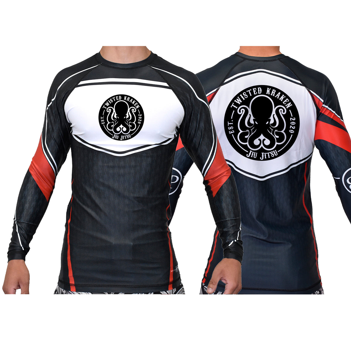 Twisted Kraken Jiu Jitsu Academy Ranked Long Sleeve Rash Guards #8019