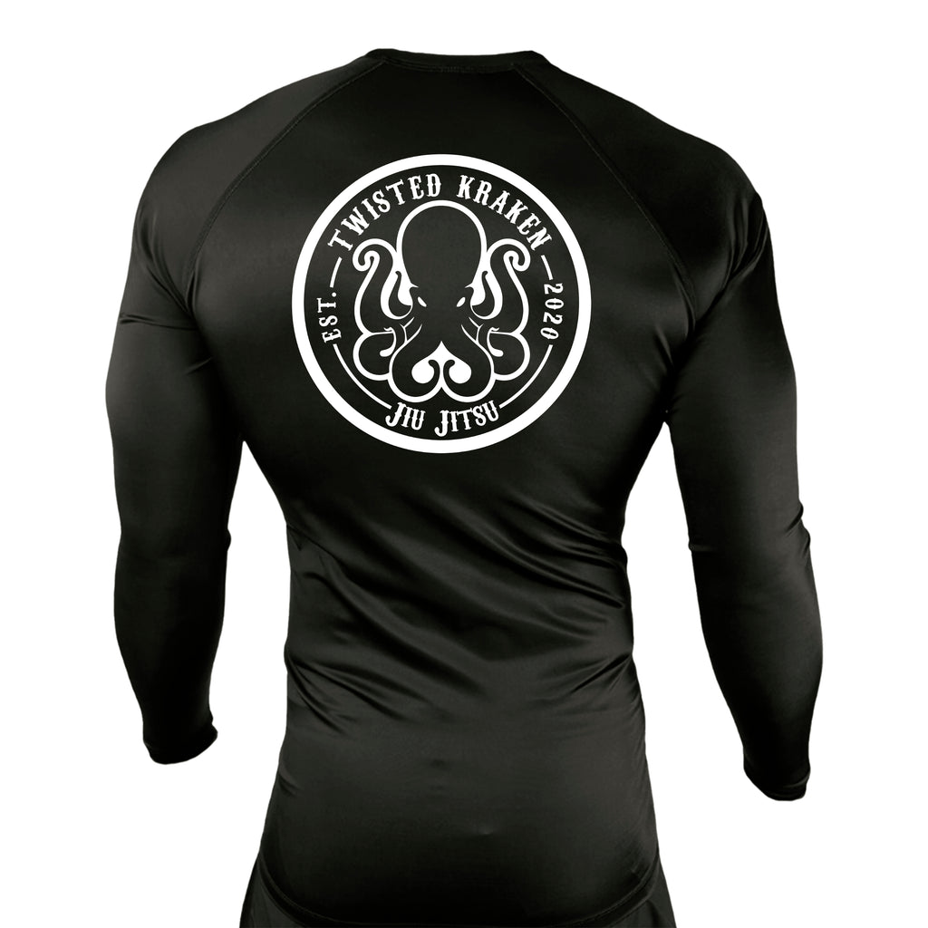 Twisted Kraken Jiu Jitsu All Black Custom Rash Guards Long Sleeves #8019