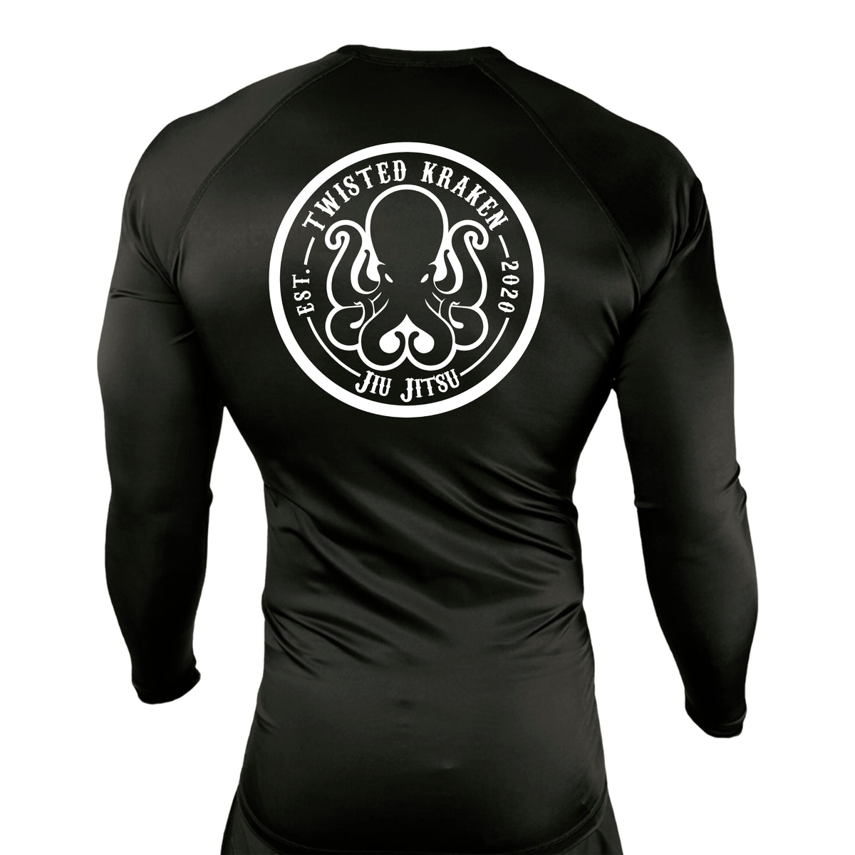 Twisted Kraken Jiu Jitsu All Black Custom Rash Guards Long Sleeves #8019