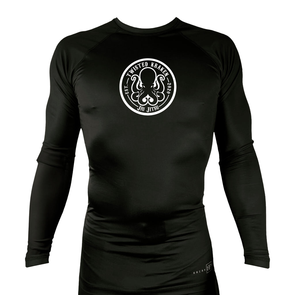Twisted Kraken Jiu Jitsu All Black Custom Rash Guards Long Sleeves #8019