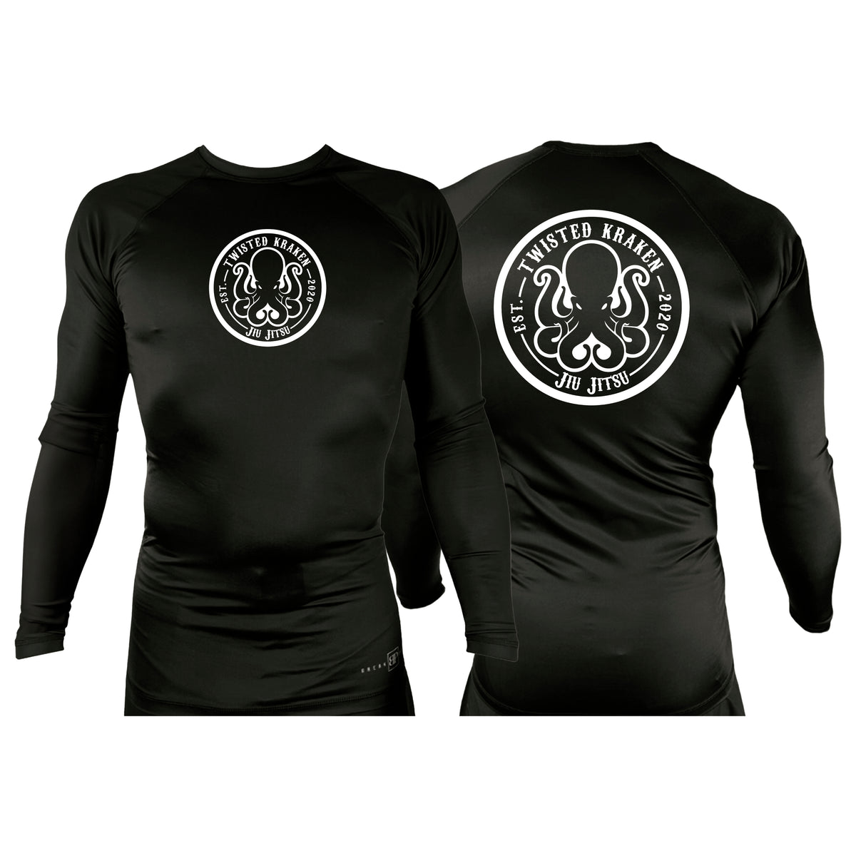 Twisted Kraken Jiu Jitsu All Black Custom Rash Guards Long Sleeves #8019
