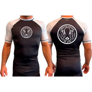 Twisted Kraken Jiu Jitsu All Black Ranked Short Sleeve Rash Guards #8019