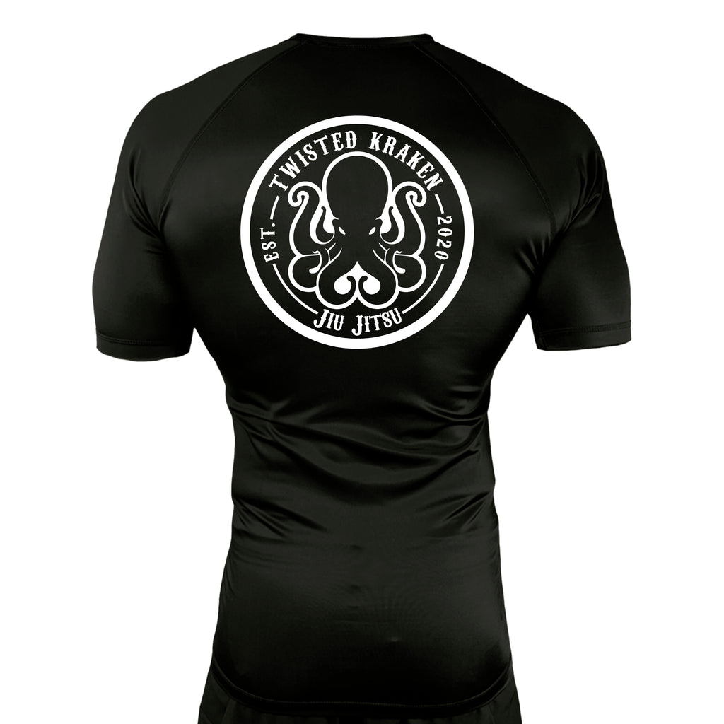 Twisted Kraken Jiu Jitsu All Black Custom Rash Guards Short Sleeves #8019