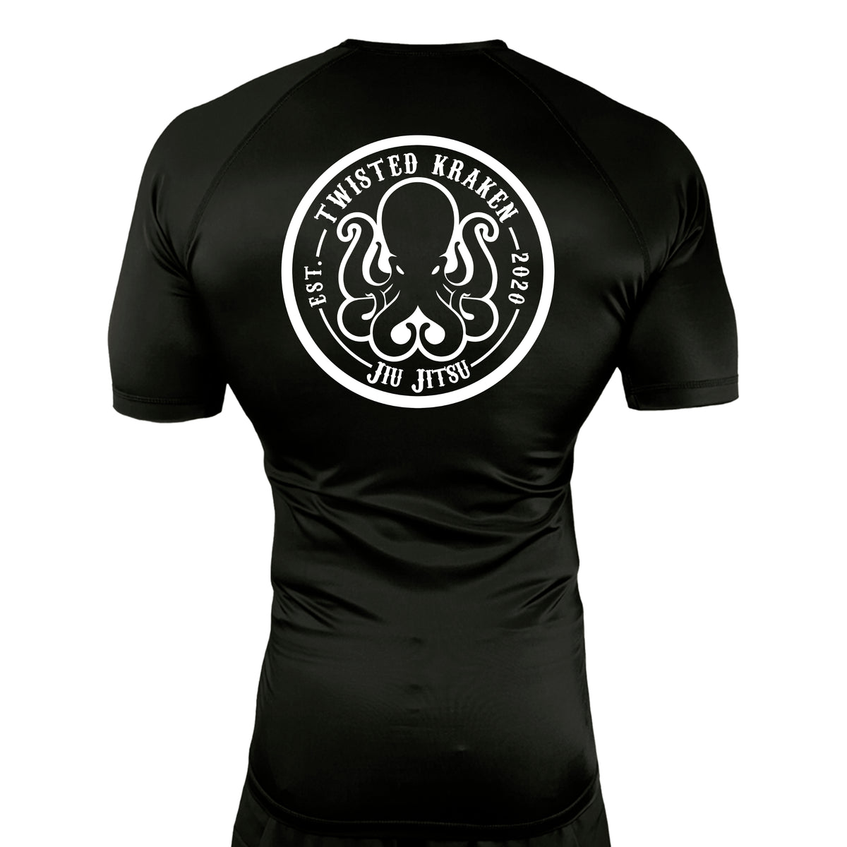 Twisted Kraken Jiu Jitsu All Black Custom Rash Guards Short Sleeves #8019
