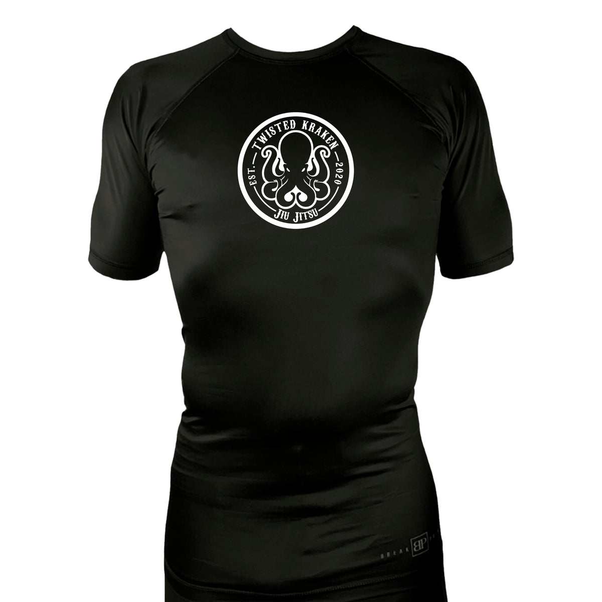 Twisted Kraken Jiu Jitsu All Black Custom Rash Guards Short Sleeves #8019