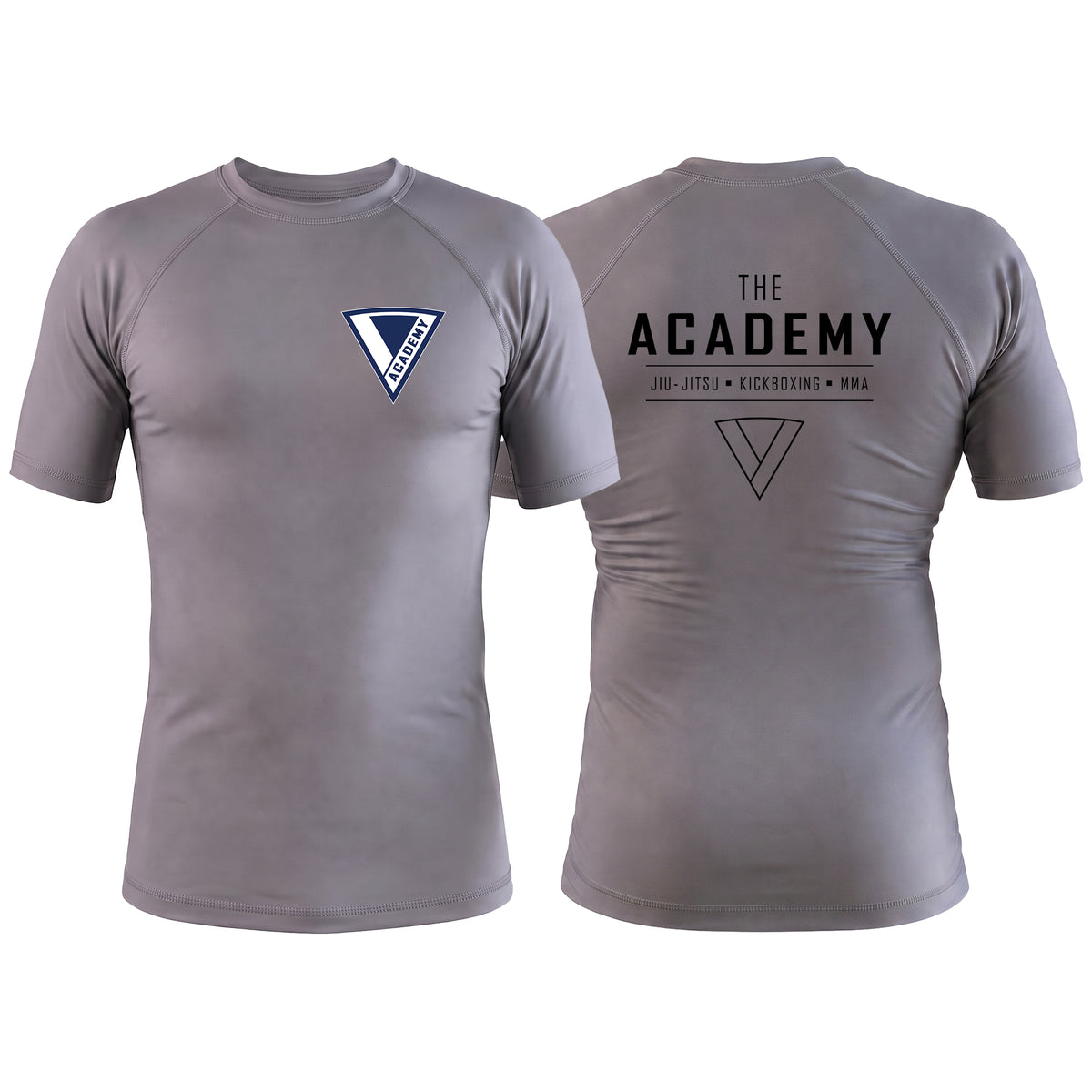 The Academy of Jiu Jitsu Gray Custom Rash Guards Short Sleeve #8021