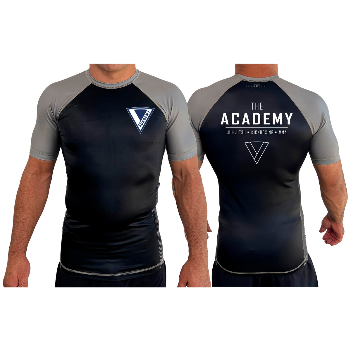 The Academy of Jiu Jitsu All Black Ranked Short Sleeve Rash Guards #8021