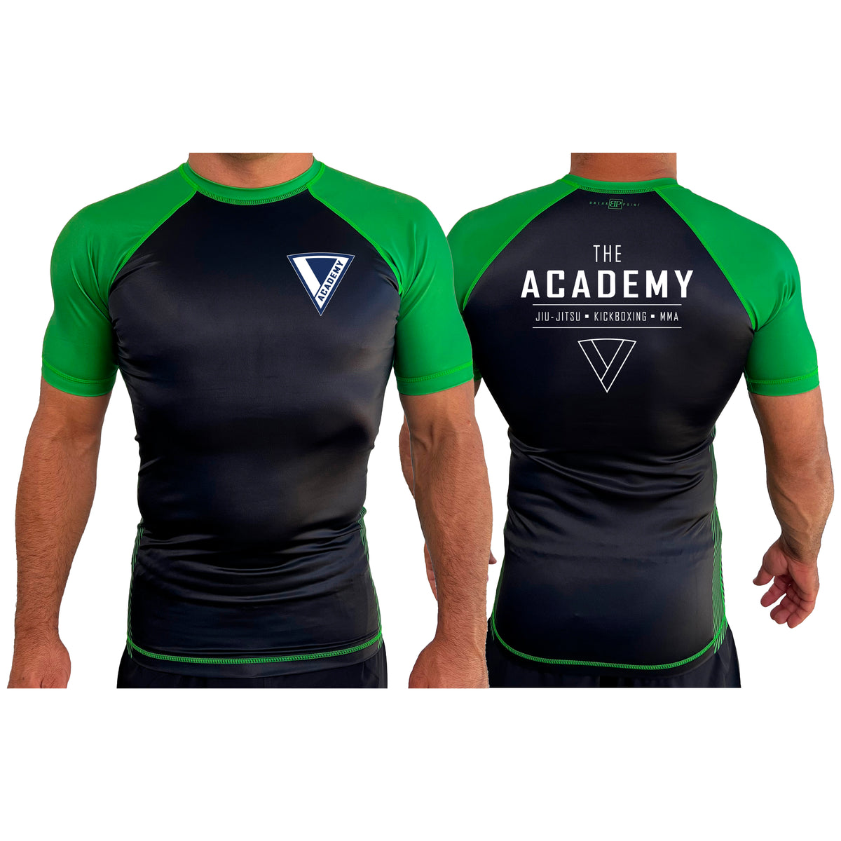 The Academy of Jiu Jitsu All Black Ranked Short Sleeve Rash Guards #8021