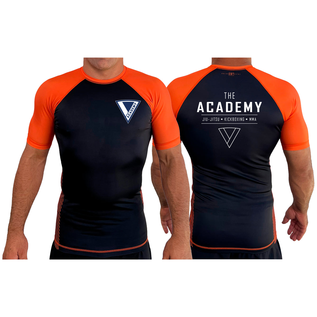 The Academy of Jiu Jitsu All Black Ranked Short Sleeve Rash Guards #8021