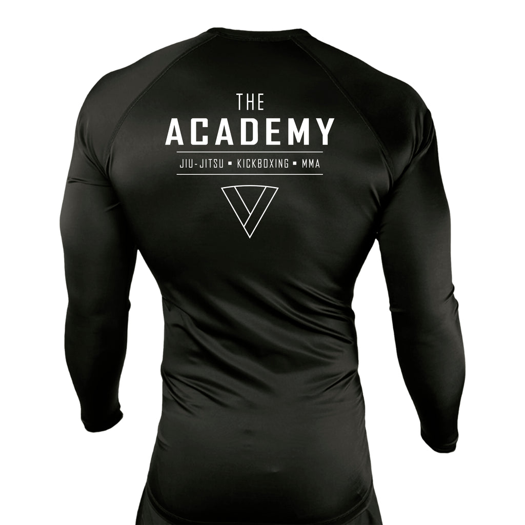 The Academy of Jiu Jitsu All Black Custom Rash Guards Long Sleeves #8021