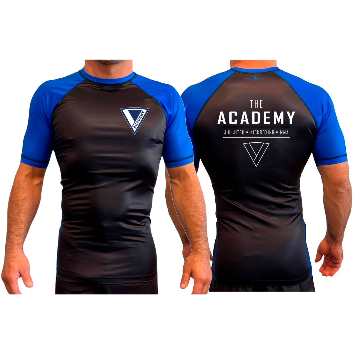 The Academy of Jiu Jitsu All Black Ranked Short Sleeve Rash Guards #8021