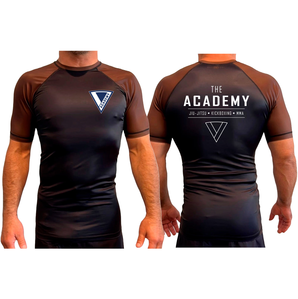 The Academy of Jiu Jitsu All Black Ranked Short Sleeve Rash Guards #8021