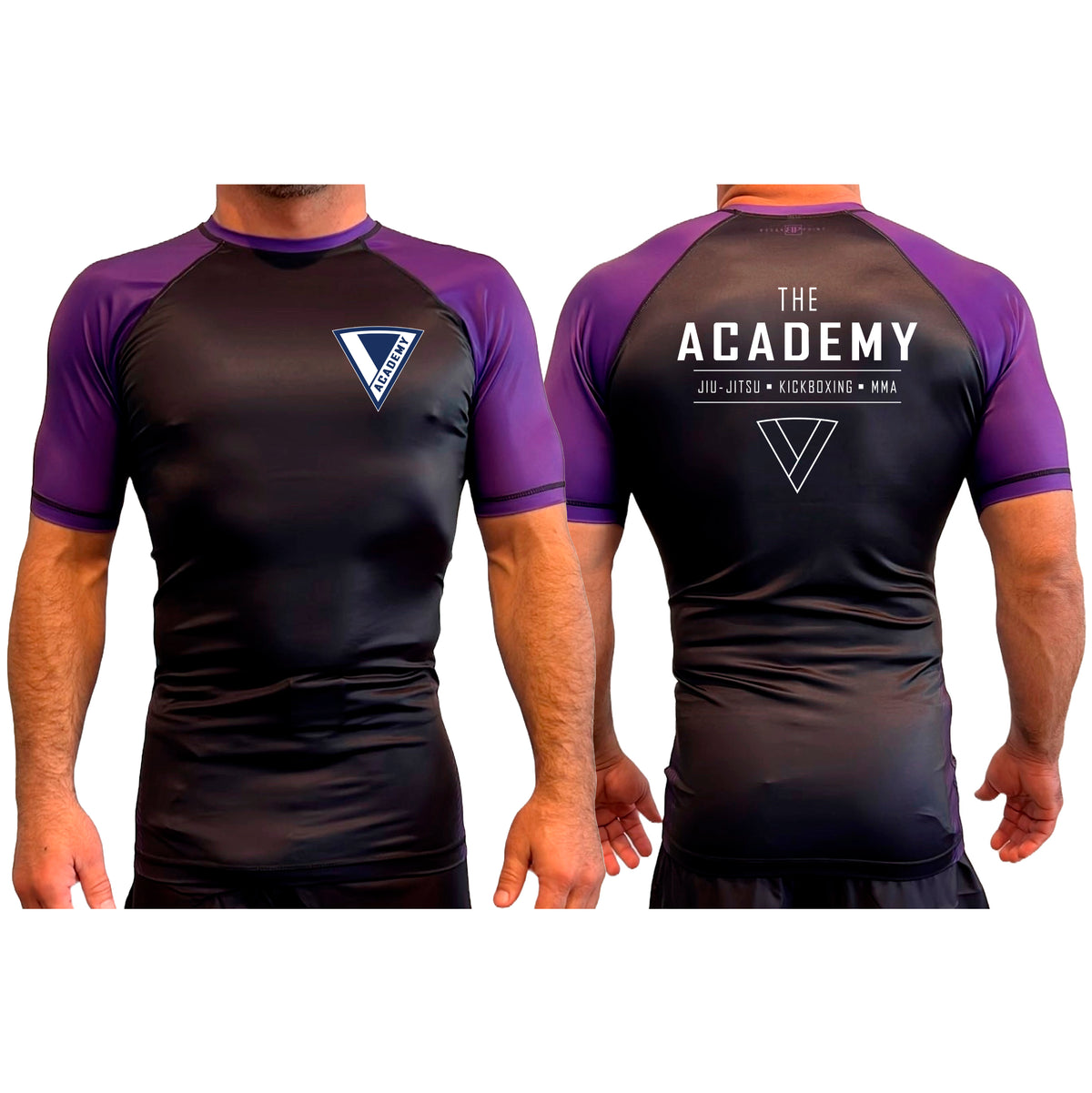 The Academy of Jiu Jitsu All Black Ranked Short Sleeve Rash Guards #8021