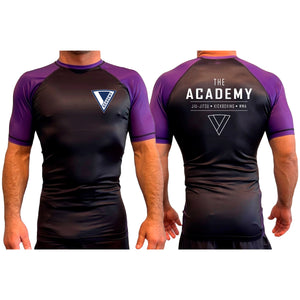 The Academy of Jiu Jitsu All Black Ranked Short Sleeve Rash Guards #8021