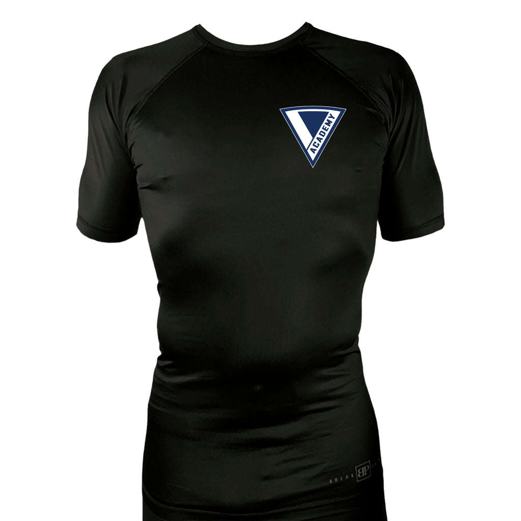 The Academy of Jiu Jitsu All Black Custom Rash Guards Short Sleeves #8021