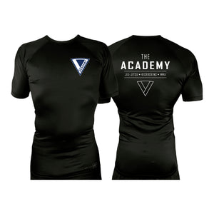 The Academy of Jiu Jitsu All Black Custom Rash Guards Short Sleeves #8021