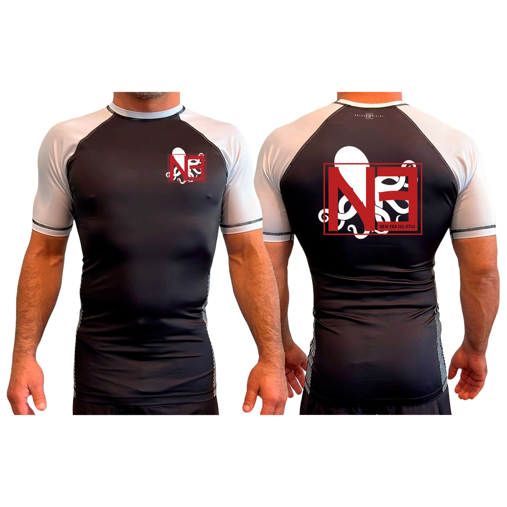 New Era Jiu Jitsu All Black Ranked Short Sleeve Rash Guards  #8022 B