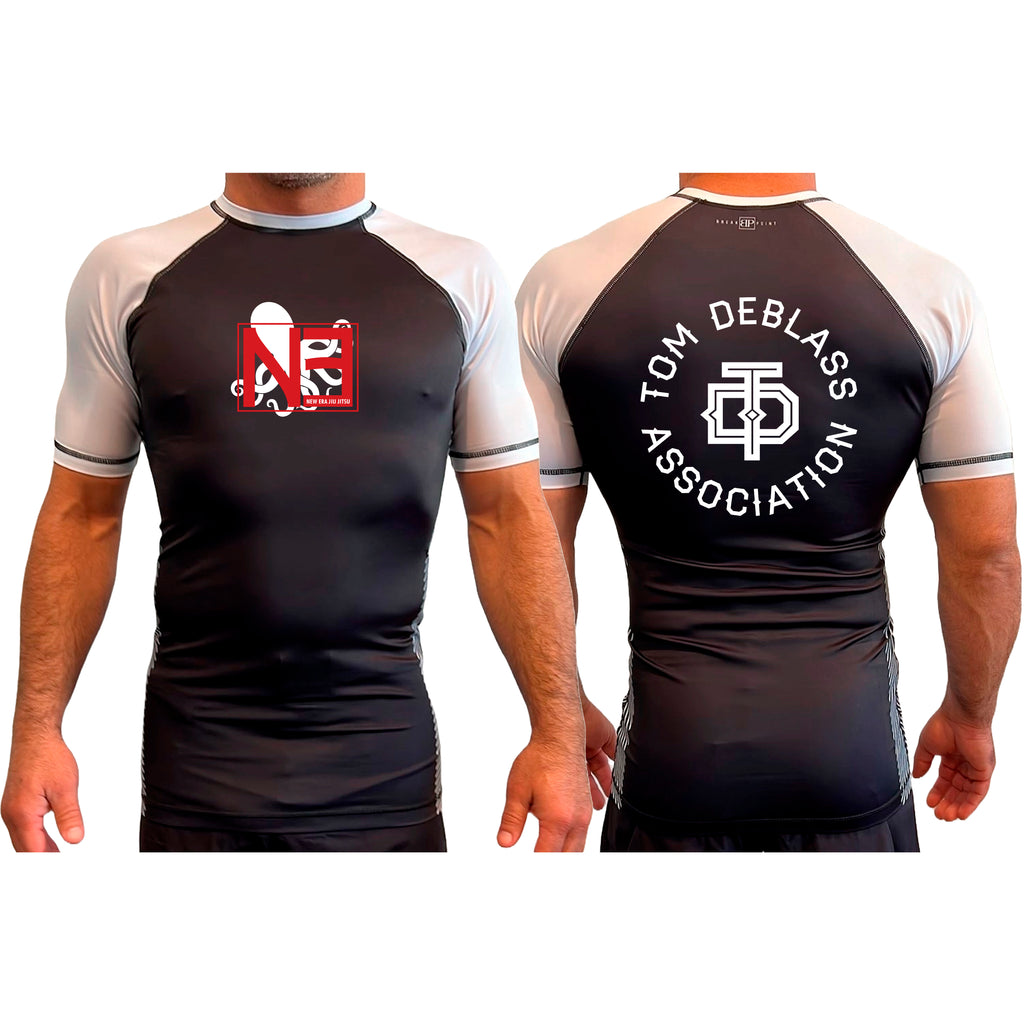 New Era Jiu Jitsu All Black Ranked Short Sleeve Rash Guards #8022 C