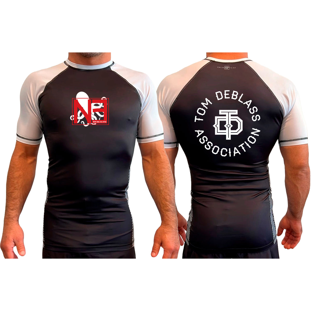 New Era Jiu Jitsu All Black Ranked Short Sleeve Rash Guards #8022 C