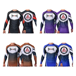 Inversion Jiu Jitsu Academy Ranked Long Sleeve Rash Guards #8023