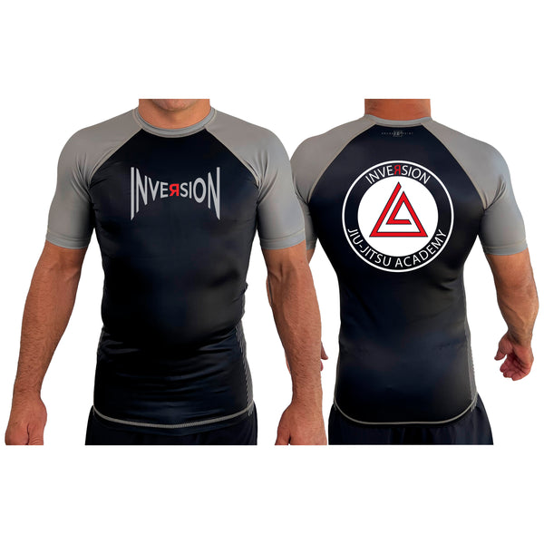 Inversion Jiu Jitsu All Black Ranked Short Sleeve Rash Guards #8023 ...