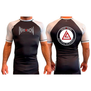 Inversion Jiu Jitsu All Black Ranked Short Sleeve Rash Guards  #8023