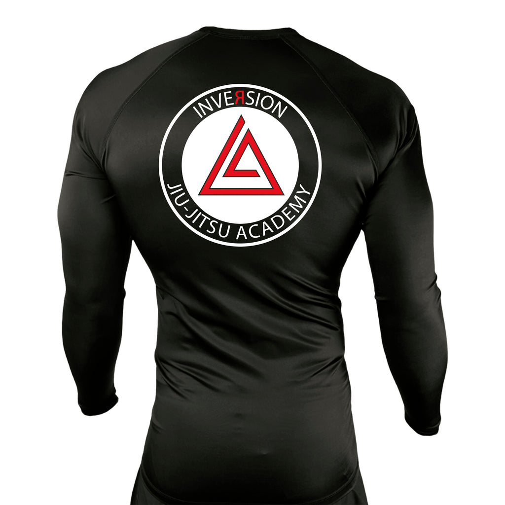 Inversion Jiu Jitsu All Black Custom Rash Guards Long Sleeves #8023