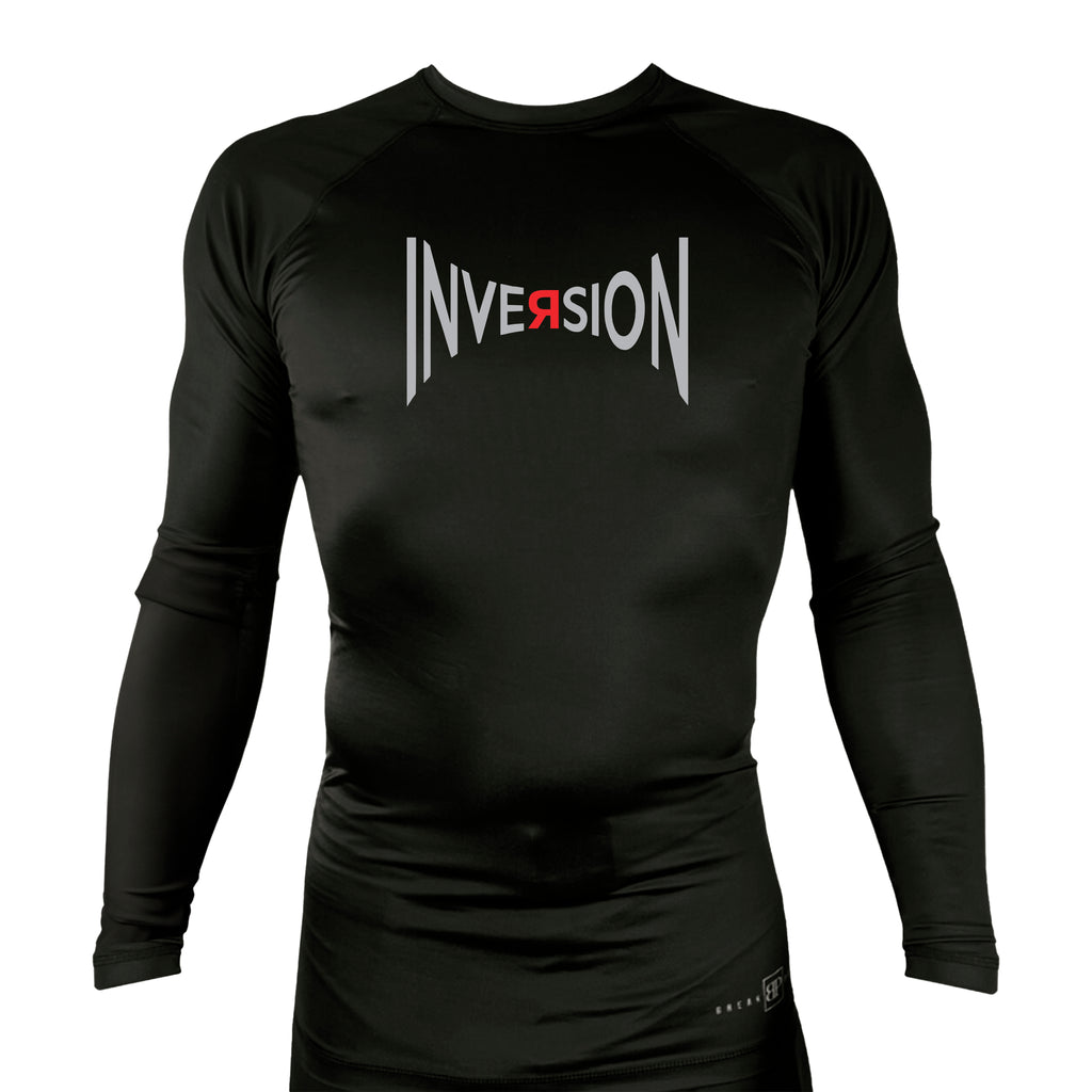 Inversion Jiu Jitsu All Black Custom Rash Guards Long Sleeves #8023