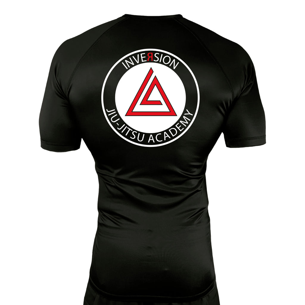 Inversion Jiu Jitsu All Black Custom Rash Guards Short Sleeves #8023