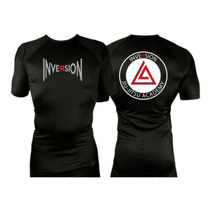 Inversion Jiu Jitsu All Black Custom Rash Guards Short Sleeves #8023
