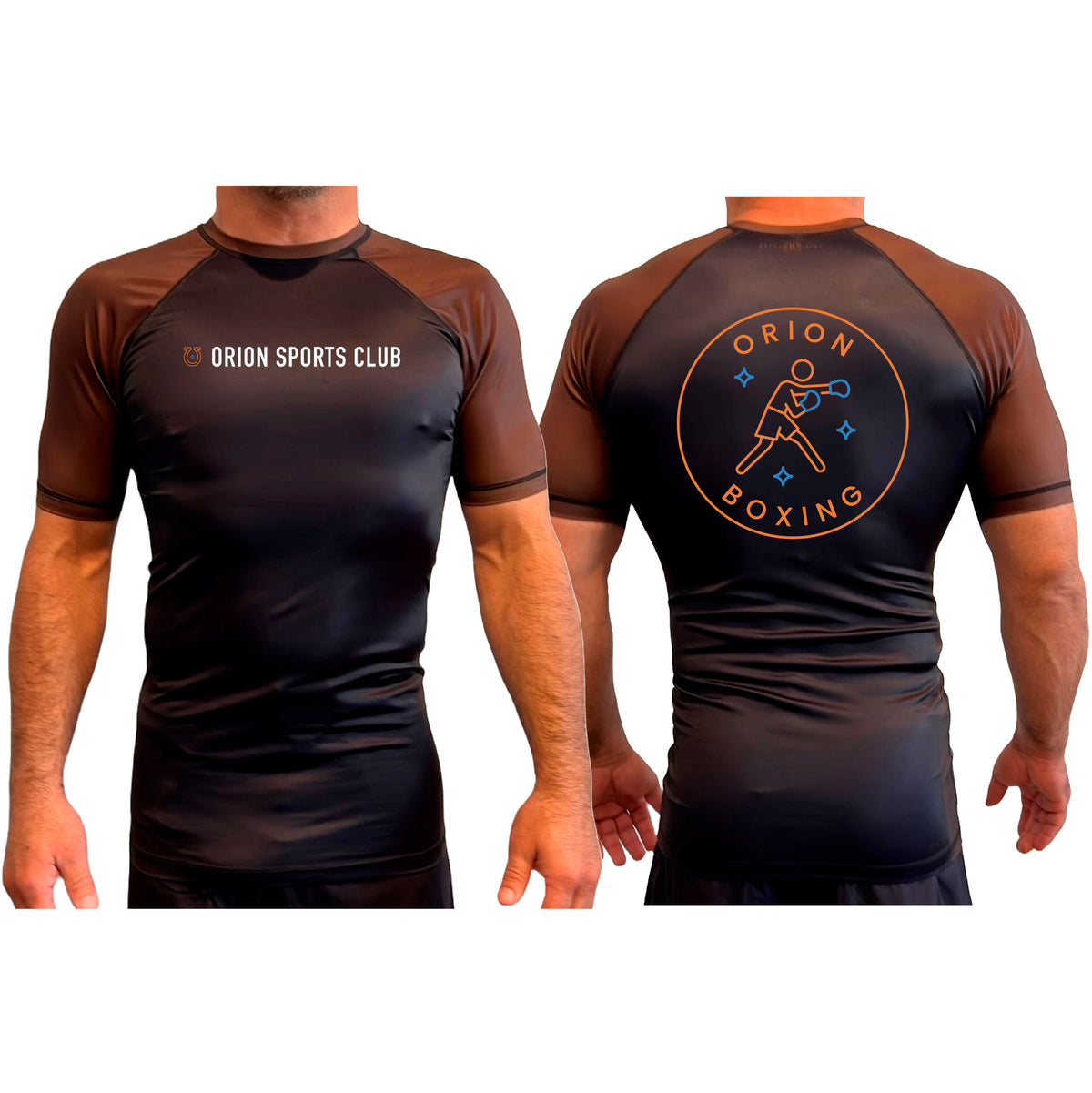 Orion Sports Club All Black Ranked Short Sleeve Rash Guards #8024 E